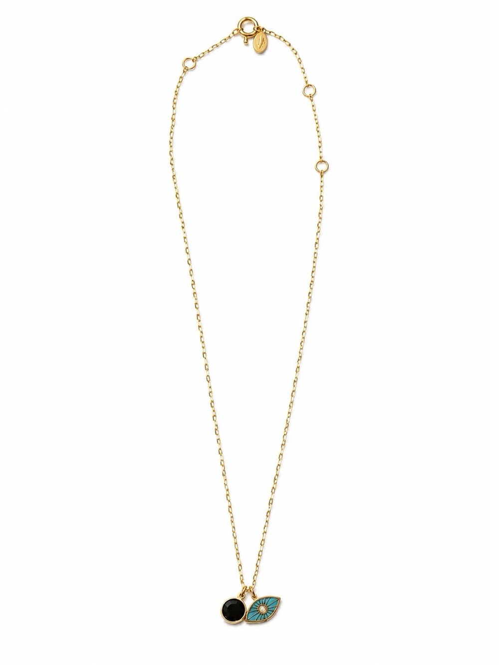 Gorjana Power Gemstone Evil Eye Necklace Gold Black Onyx Layering Necklace